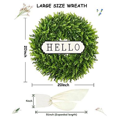 20'' Boxwood Artificial Spring Wreath Wedding Indoor Outdoor Decor