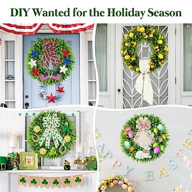 20'' Boxwood Artificial Spring Wreath Wedding Indoor Outdoor Decor