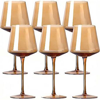6-16oz Hand-blown Crystal Wine Glasses Stem Holiday Bar Gift