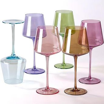 6-16oz Hand-blown Crystal Wine Glasses Stem Holiday Bar Gift