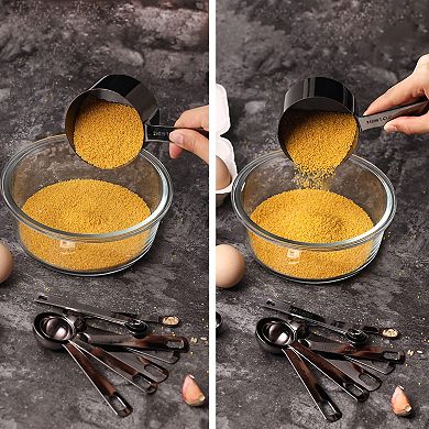 16pcs Stainless Steel Measuring Cups Spoons Set Heavy Duty Metal Kitchen Baking Scoops