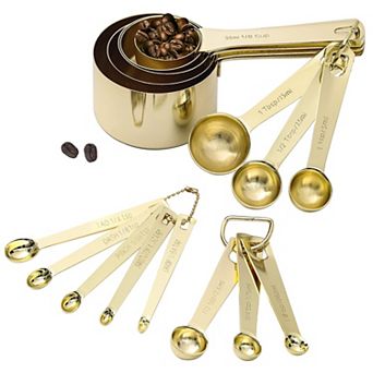 16 pc Stainless Steel Measuring Cups Spoons Set Heavy Duty Metal Kitchen Baking Scoops