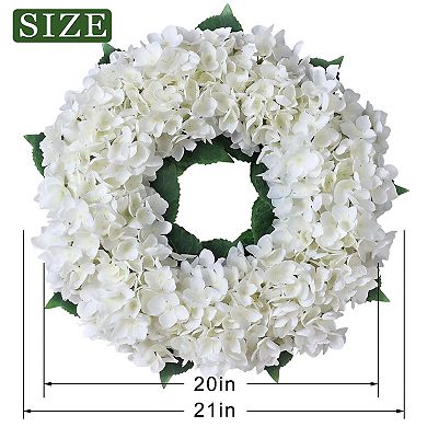 21" Artificial Hydrangea Wreath Spring Summer Home Decor