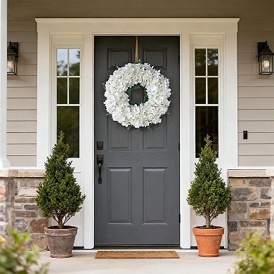 21" Artificial Hydrangea Wreath Spring Summer Home Decor