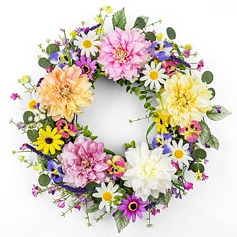 22" Spring Colorful Artificial Wreath Holiday Celebration Decor