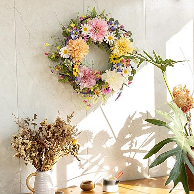 22" Spring Colorful Artificial Wreath Holiday Celebration Decor