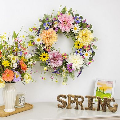 22" Spring Colorful Artificial Wreath Holiday Celebration Decor