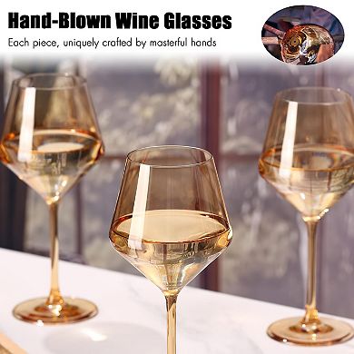 6-18oz Hand Blown Crystal Stemware Gift for Wedding Birthday