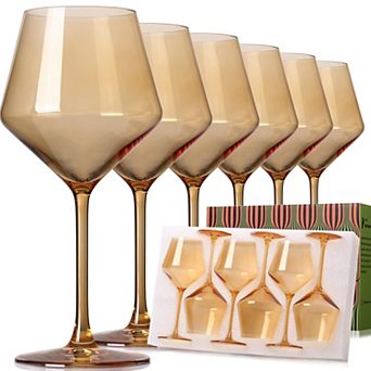 6-18oz Hand Blown Crystal Stemware Gift for Wedding Birthday