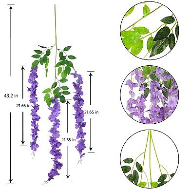 12 PCS 3.6 Ft Artificial Wisteria Flowers Vine Ratta Hanging Garland Wedding Decor