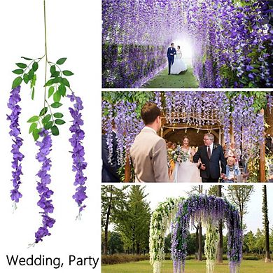 12 PCS 3.6 Ft Artificial Wisteria Flowers Vine Ratta Hanging Garland Wedding Decor