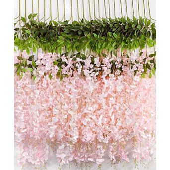 12 pc 3.6 Ft Artificial Wisteria Flowers Vine Ratta Hanging Garland Wedding Decor