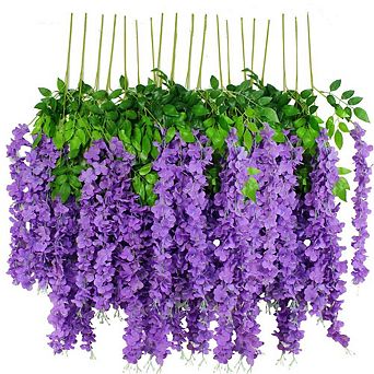 12 pc 3.6 Ft Artificial Wisteria Flowers Vine Ratta Hanging Garland Wedding Decor