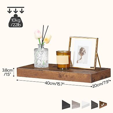 15.7" 2PCS Floating Wall Shelves with Hidden Brackets for Multi-Room Storage