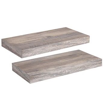 15.7" 2 pc Floating Wall Shelves with Hidden Brackets for Multi-Room Storage