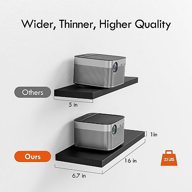 16in Rustic Floating Wall Shelves Wood Storage Display Bedroom Bathroom Kitchen 4PC