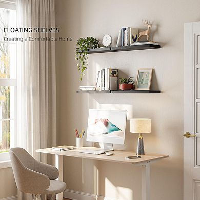 16in Rustic Floating Wall Shelves Wood Storage Display Bedroom Bathroom Kitchen 4PC