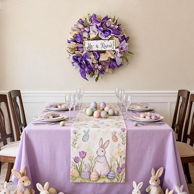 20" Easter Artificial Tulip Bow Wreath Spring Decor