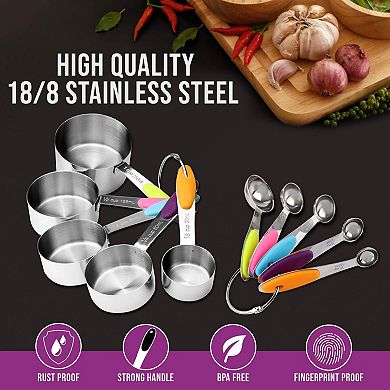 11PC Measuring Cups Spoons Set Stainless Steel Plastic Kitchen Baking Tools