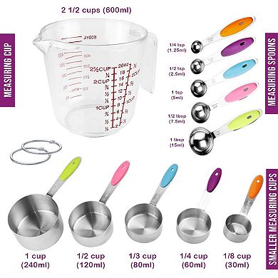 11PC Measuring Cups Spoons Set Stainless Steel Plastic Kitchen Baking Tools