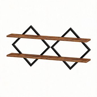 15" Floating Wall 2 tier Hanging Shelf Set for Living Room Bedroom Kitchen