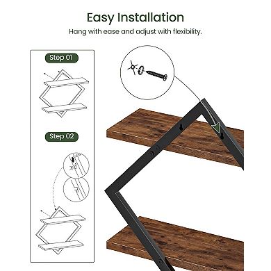 15" Floating Wall 2-Tier Hanging Shelf Set for Living Room Bedroom Kitchen