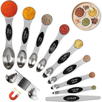 19PC Measuring Cups Spoons Set Stackable Magnetic BPA Free