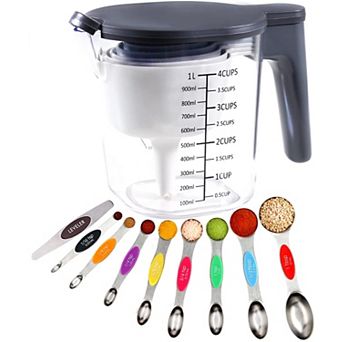 19 pc Measuring Cups Spoons Set Stackable Magnetic BPA Free