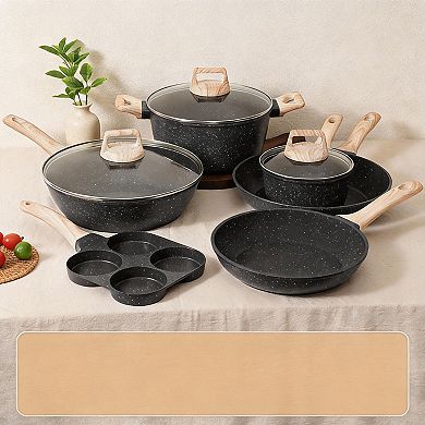 Granite Induction Nonstick Cookware Set Frying Saucepans PFAS Free
