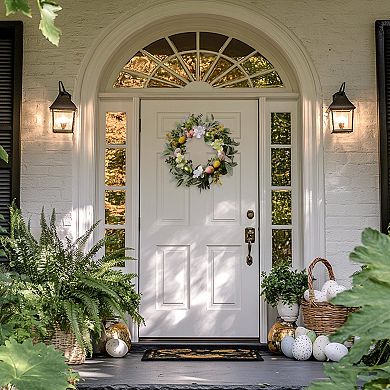 18" Lighted Easter Wreath Spring Pre-lit Floral Door Decor