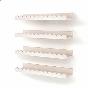 16.5" Floating Scalloped Wall Shelf Set 4-pack