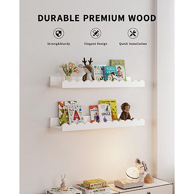 16.5" Floating Scalloped Wall Shelf Set 4-pack