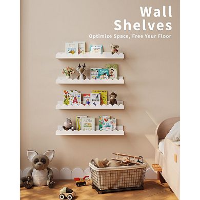 16.5" Floating Scalloped Wall Shelf Set 4-pack