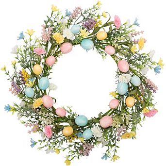 18"Easter Wreath Artificial Egg Spring Front Door Pastel Twigs