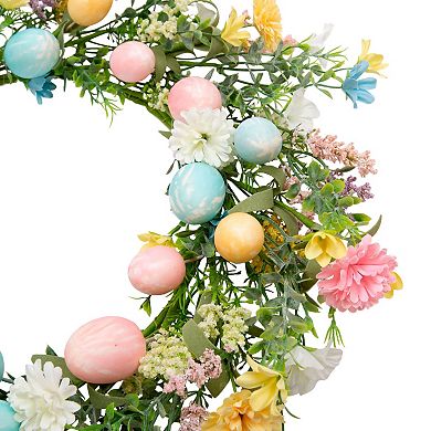 18"Easter Wreath Artificial Egg Spring Front Door Pastel Twigs