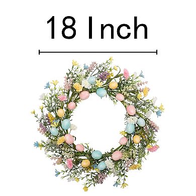 18"Easter Wreath Artificial Egg Spring Front Door Pastel Twigs