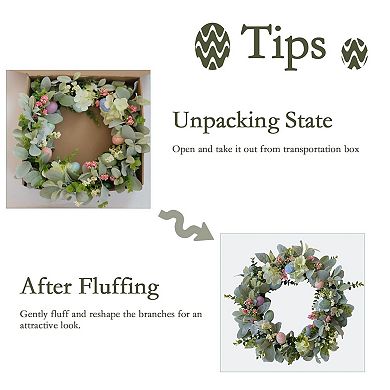 20" Easter Wreath Spring Artificial Hydrangea Farmhouse Decor
