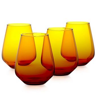 4 - 14.3oz Stemless Gradient Wine Glasses Lead-Free Dishwasher Safe