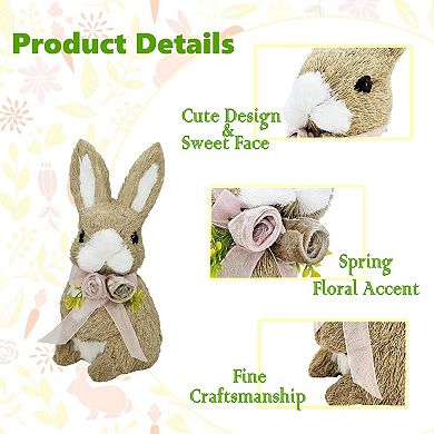10" Sisal Bunny Easter Decor Spring Home Decorations 2pc