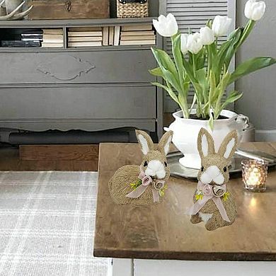 10" Sisal Bunny Easter Decor Spring Home Decorations 2pc