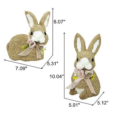 10" Sisal Bunny Easter Decor Spring Home Decorations 2pc