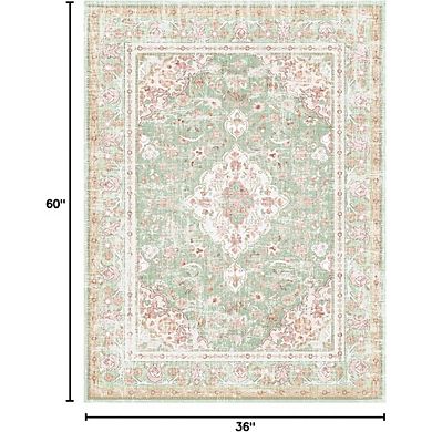 Washable Boho Area Rug Non-Slip Small Entryway Carpet