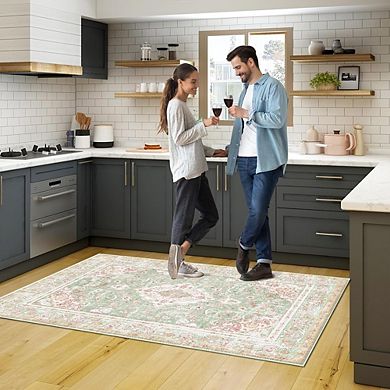 Washable Boho Area Rug Non-Slip Small Entryway Carpet