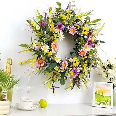 22" Spring Artificial Wreaths For Indoors Outdoor Decor