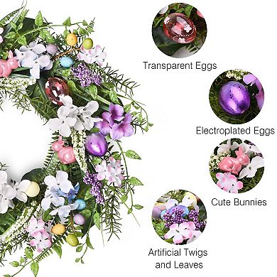 22" Easter Wreath Spring Artificial Hydrangea Front Door Decor
