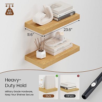 12" 2 Pack Floating Wall Shelves Set of 2 for Books Bathroom Kitchen Office