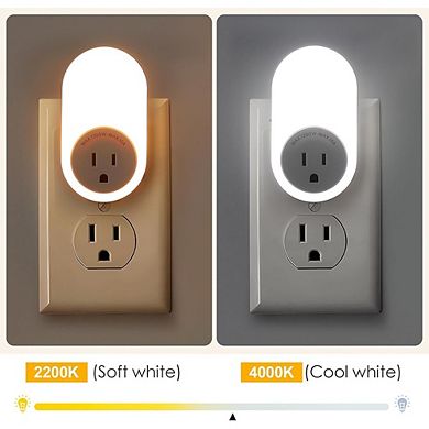 2-Pack Adjustable Sensor Night Lights with Integrated Extra Power Outlets.