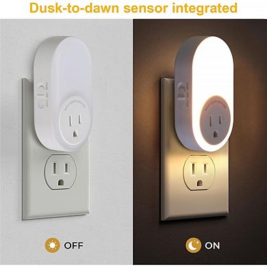 2-Pack Adjustable Sensor Night Lights with Integrated Extra Power Outlets.