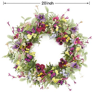 20" Artificial Spring Wreath Indoor Outdoor Home Decoration