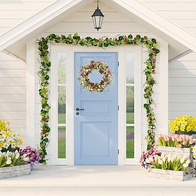 20" Artificial Spring Wreath Indoor Outdoor Home Decoration